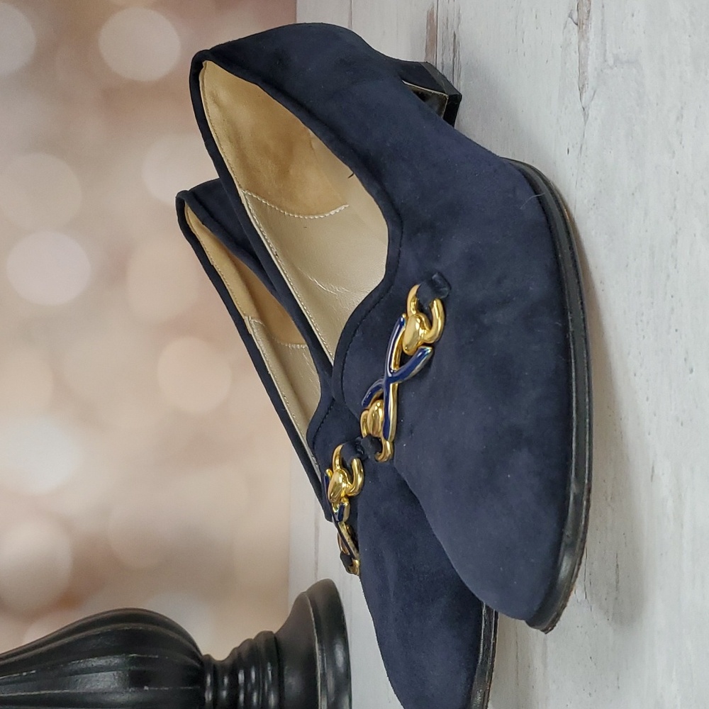 Renzo Fontanelli | Vintage 90s Navy Blue Suede Career Wear Loafer Shoes